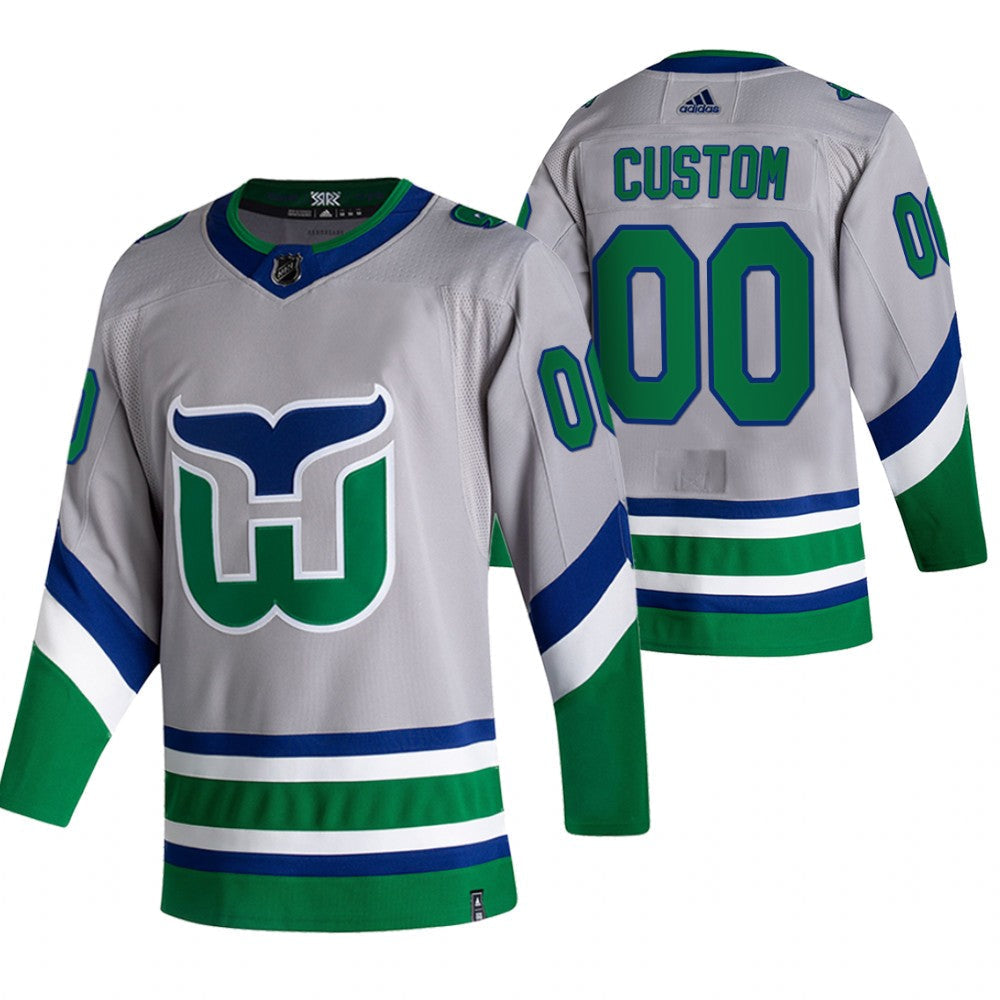 Carolina Hurricanes Custom Grey 2020-21 Reverse Retro Alternate NHL Jersey