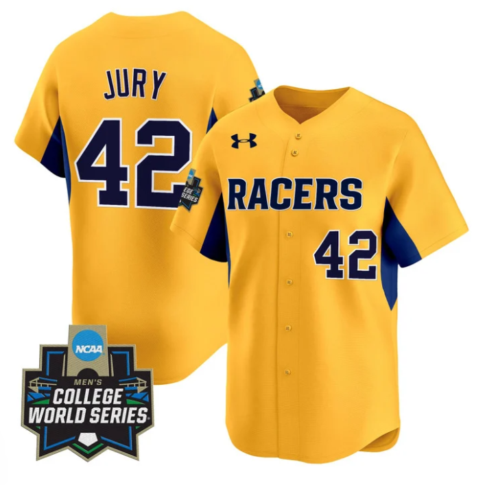 Charlie Jury Jersey #42 Murray State Racers 2025 World Series Stitched Gold