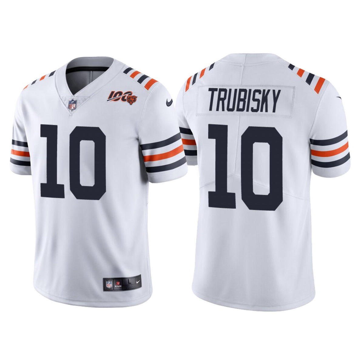 Chicago Bears 100th Anniversary Mitchell Trubisky White Classic Limited Jersey