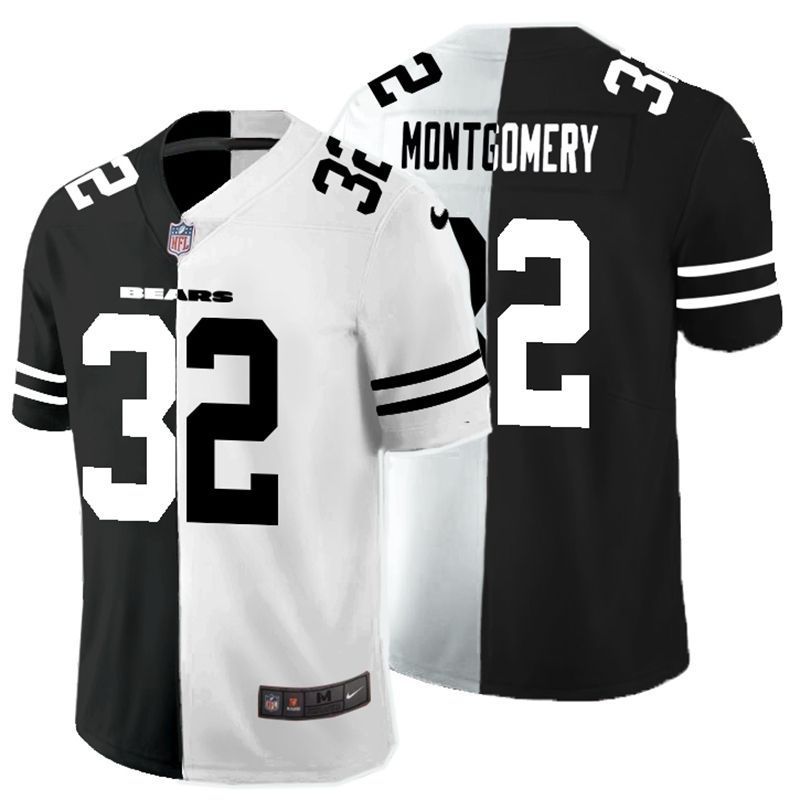 Chicago Bears David Montgomery 32 Nfl 2020 Black And White Jersey
