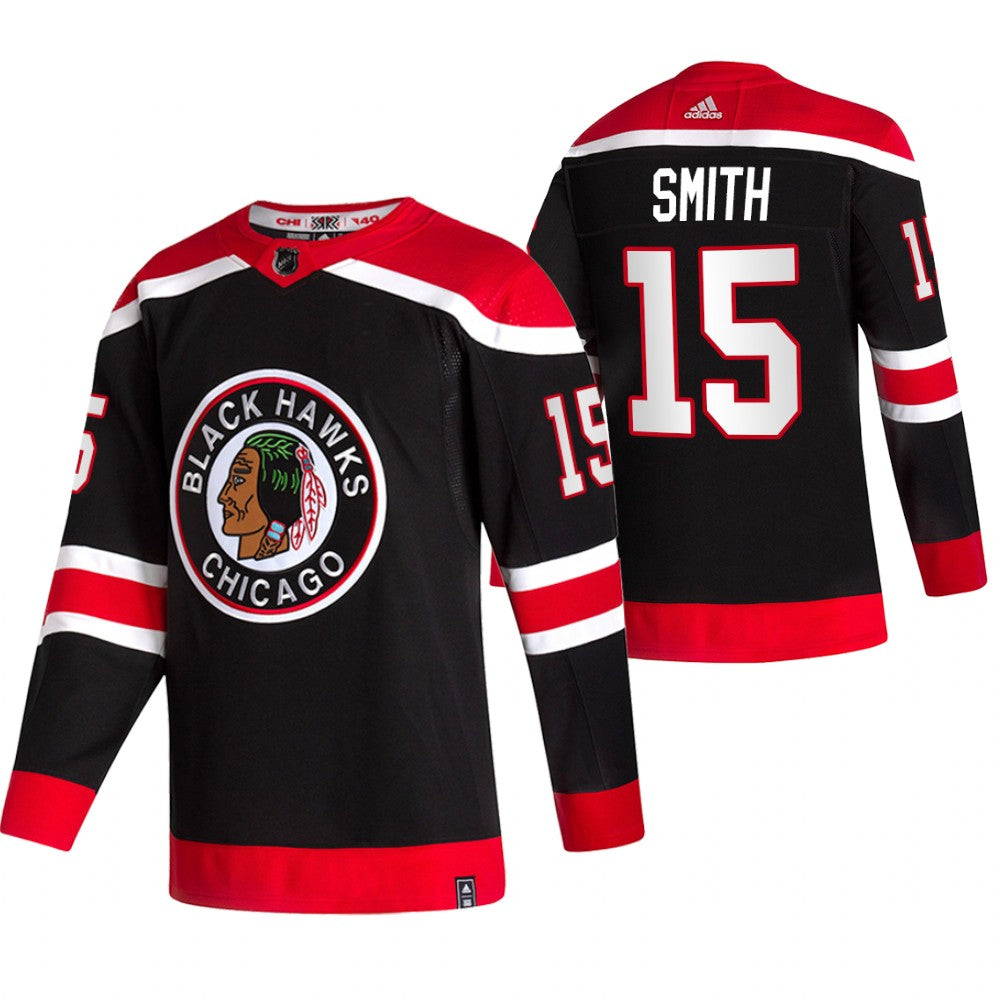 Chicago Blackhawks 15 Zack Smith Black Mens Adidas 2020 21 Reverse Retro Alternate Nhl Jersey