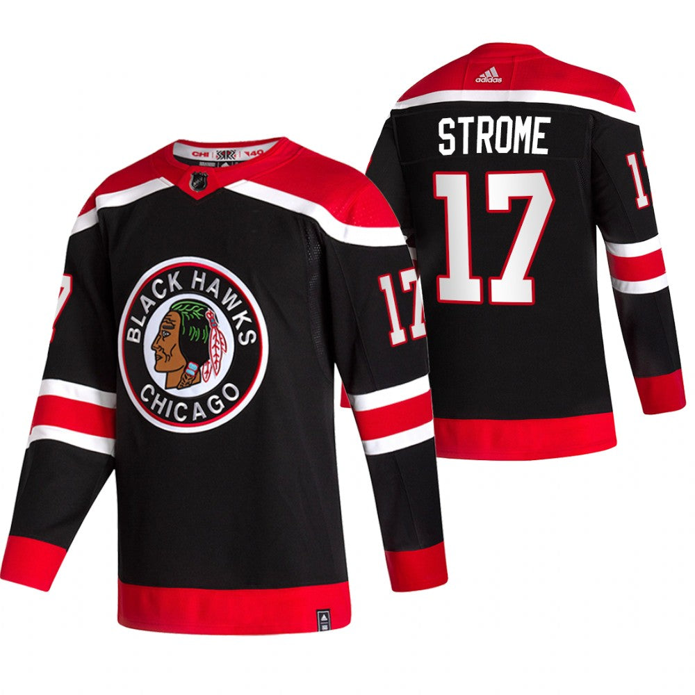 Chicago Blackhawks 17 Dylan Strome Black Mens Adidas 2020 21 Reverse Retro Alternate Nhl Jersey