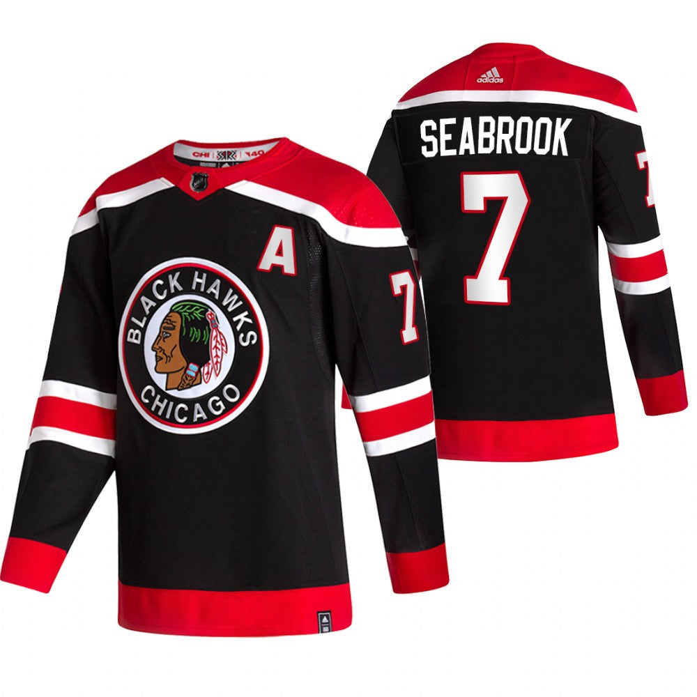 Chicago Blackhawks 7 Brent Seabrook Black Mens Adidas 2020 21 Reverse Retro Alternate Nhl Jersey