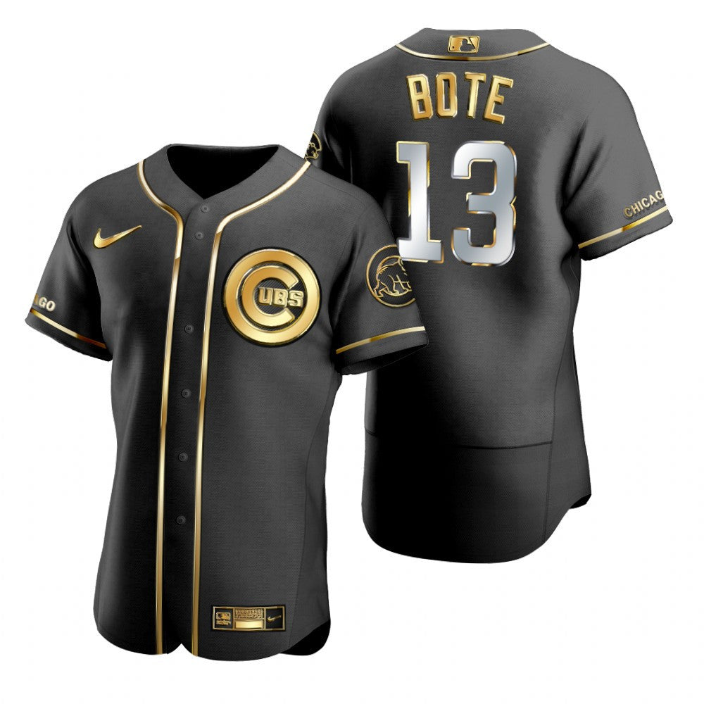 Chicago Cubs 13 David Bote Mlb Golden Brandedition Black Jersey Gift For Cubs Fans