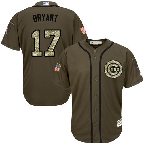 Chicago Cubs 17 Kris Bryant Green Salute To Service Stitched Mlb Jersey