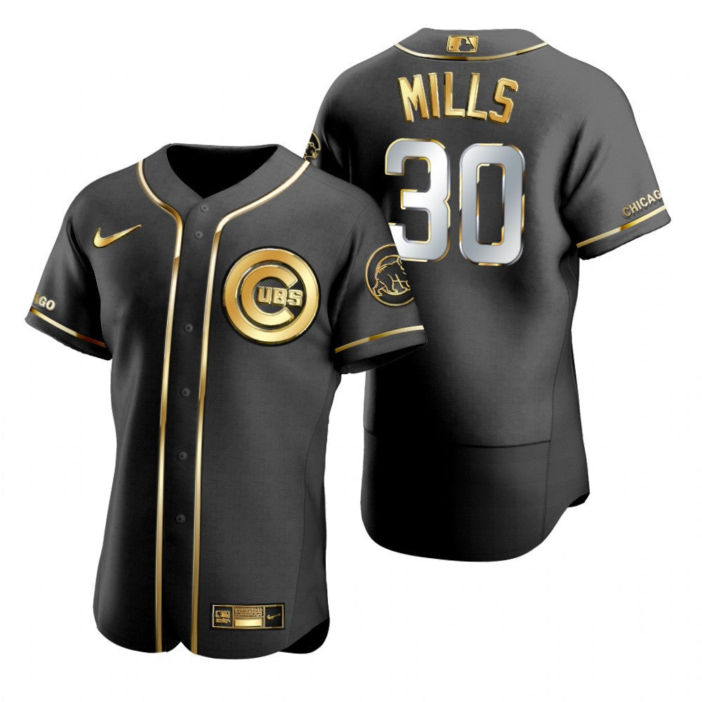 Chicago Cubs 30 Alec Mills Mlb Golden Brandedition Black Jersey Gift For Cubs Fans