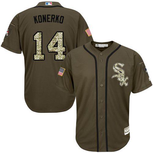 Chicago White Sox 14 Paul Konerko Green Salute To Service Stitched Mlb Jersey