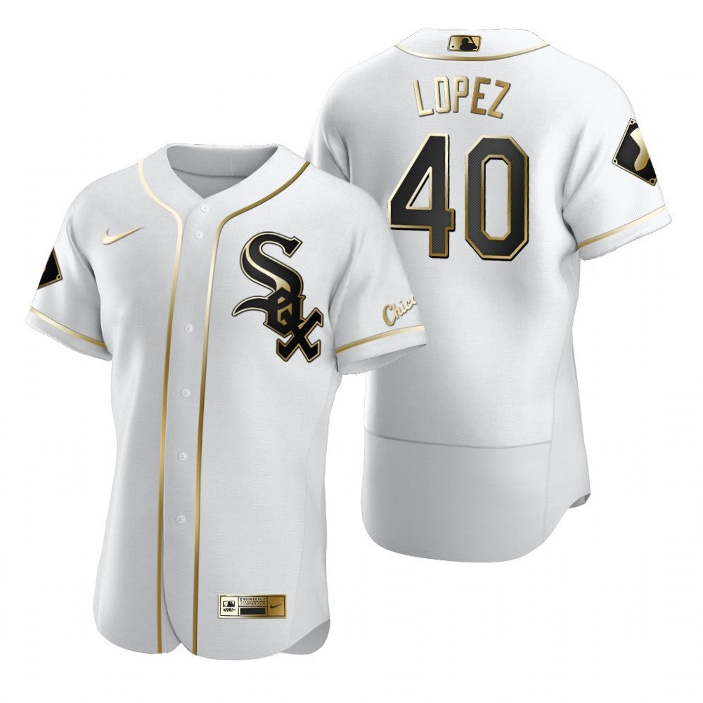 Chicago White Sox 40 Reynaldo Lopez Mlb Golden Brandedition White Jersey Gift For White Sox Fans