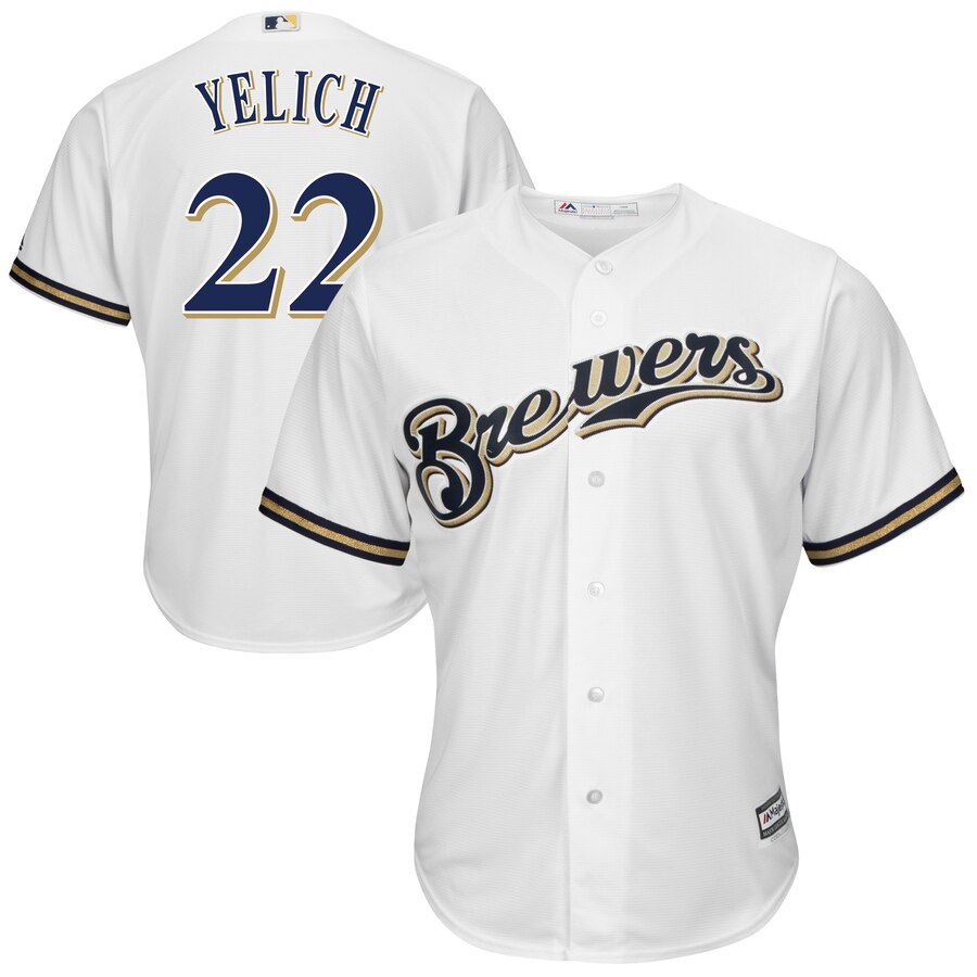 Christian Yelich Milwaukee Brewers Majestic Official Cool Base Player Jersey White
