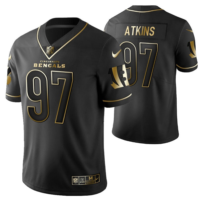 Cincinnati Bengals Geno Atkins 97 2021 Nfl Golden Brandedition Black Jersey Gift For Bengals Fans