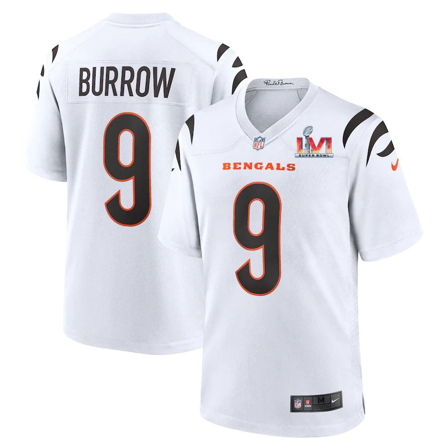 Cincinnati Bengals Joe Burrow 9 2022 Nfl Superbowl Lvi Match White Jersey Gift For Bengals Fans