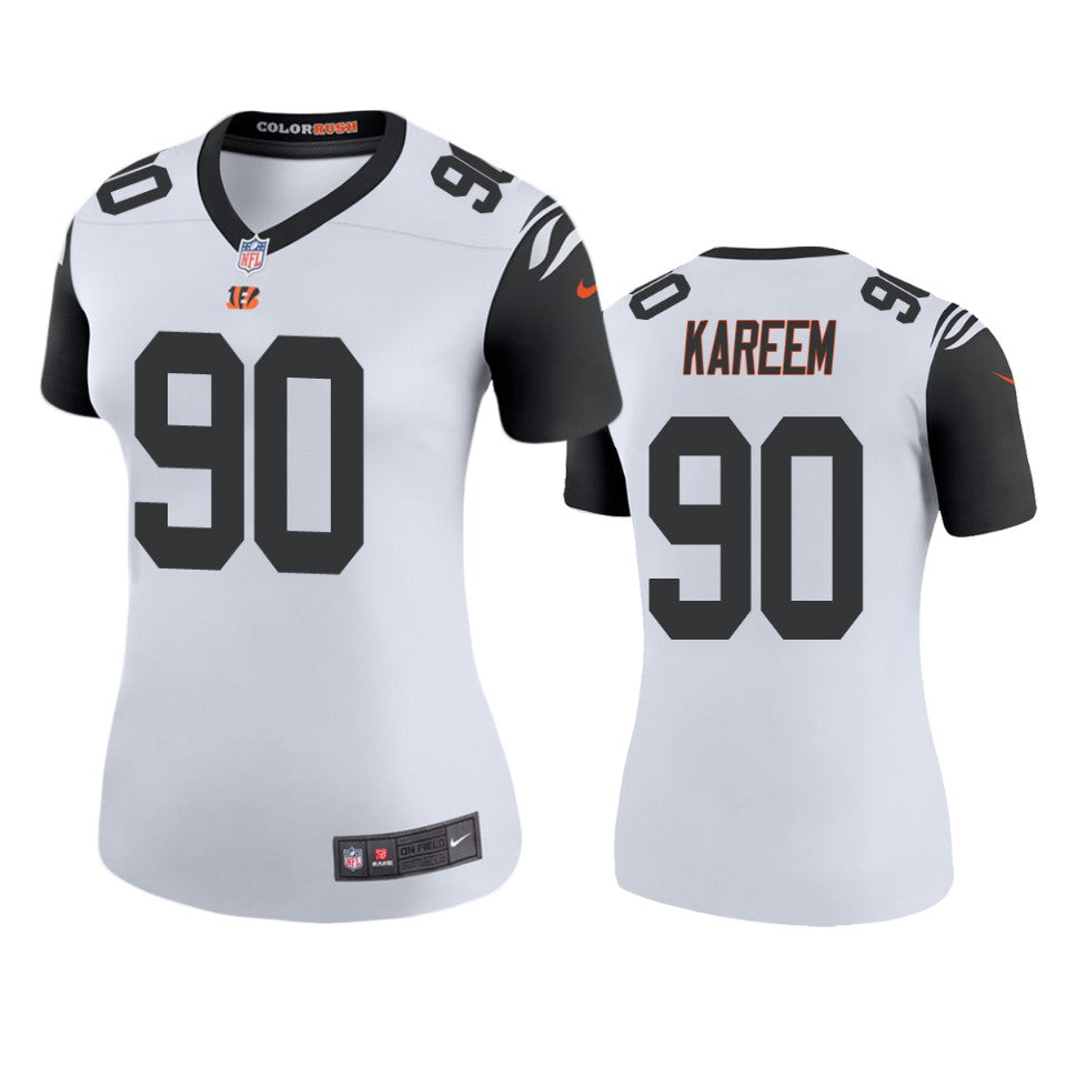 Cincinnati Bengals Khalid Kareem White Color Rush Legend Jersey Womens