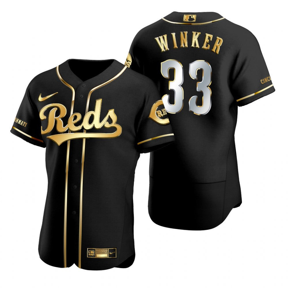 Cincinnati Reds 33 Jesse Winker Mlb Golden Brandedition Black Jersey Gift For Reds Fans