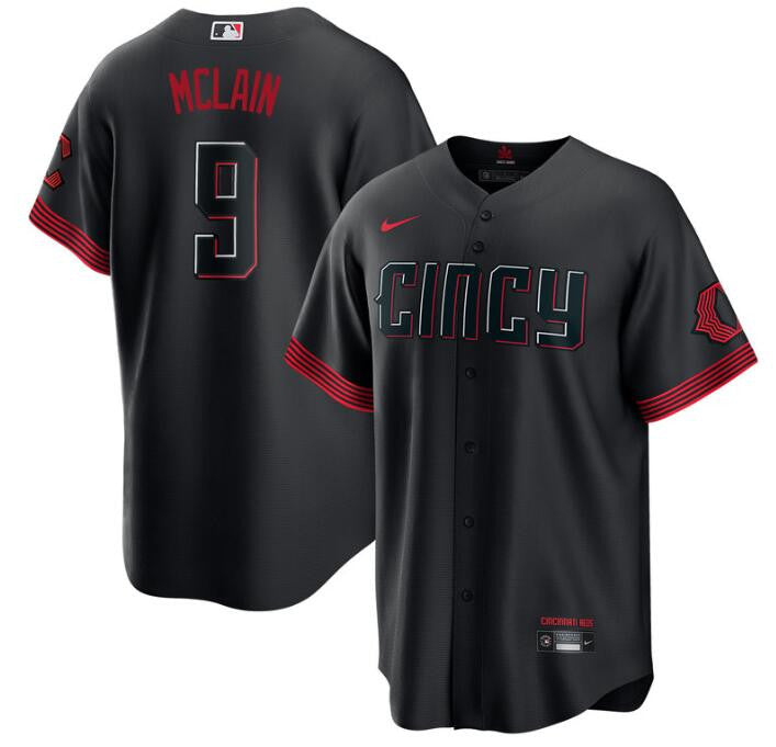 Cincinnati Reds 9 Matt Mclain Black 2023 City Connect Cool Base Stitched Baseball