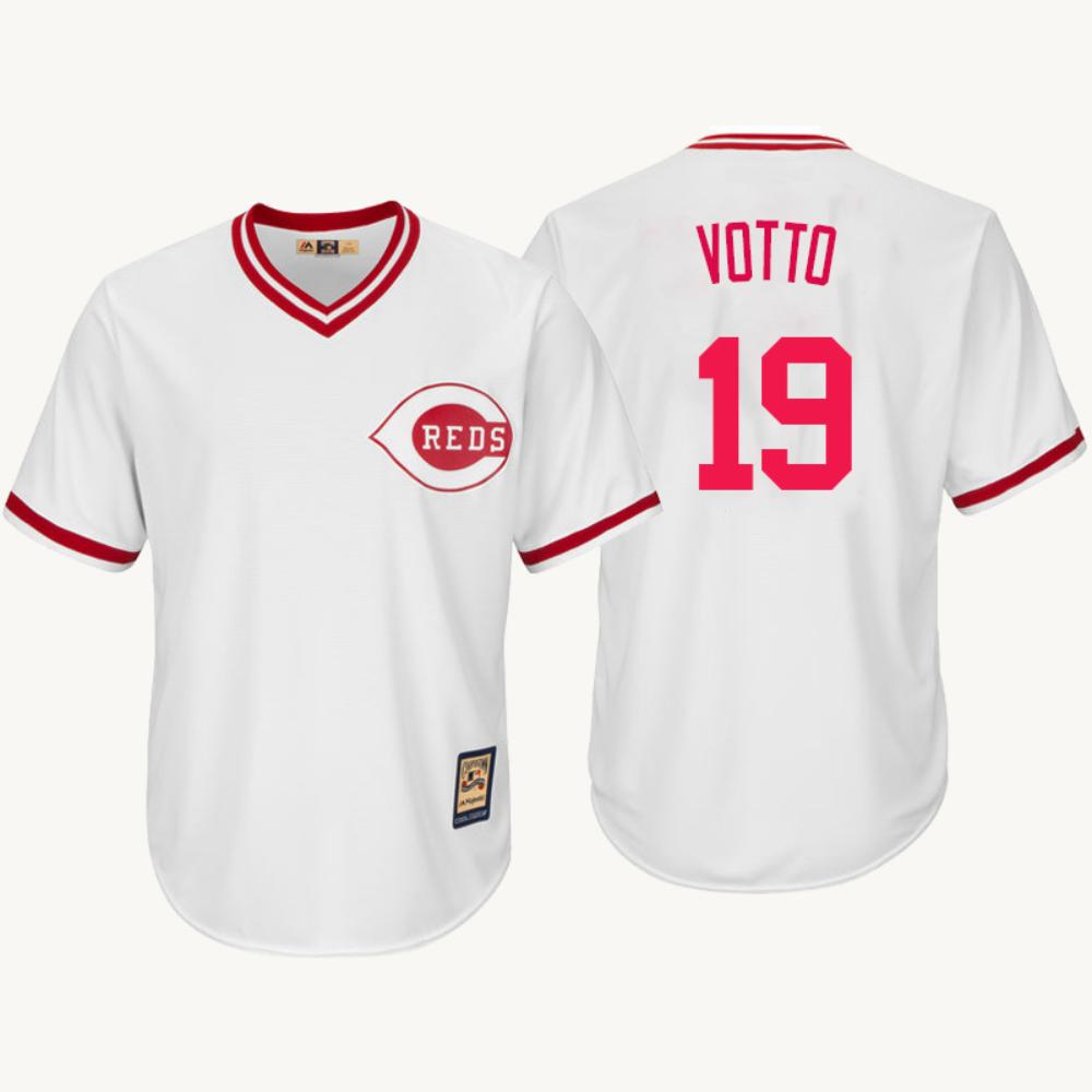 Cincinnati Reds Joey Votto White Throwback Pullover Jersey