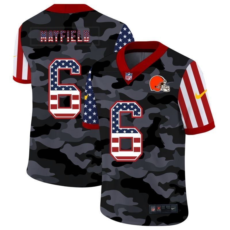 Cleveland Browns Baker Mayfield 6 Nfl 2020 Us Flag Camo Jersey