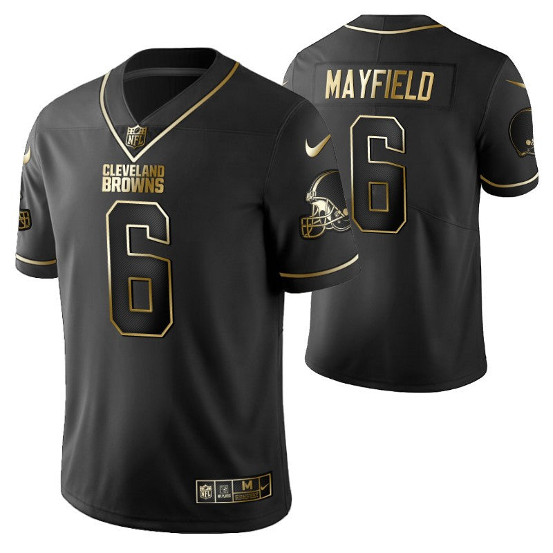 Cleveland Browns Baker Mayfield 8 2021 Nfl Golden Brandedition Black Jersey Gift For Browns Fans