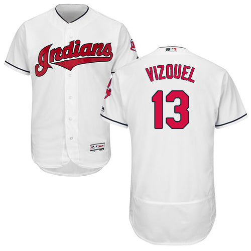 Cleveland Indians 13 Omar Vizquel White Flexbase Authentic Collection Stitched Mlb Jersey