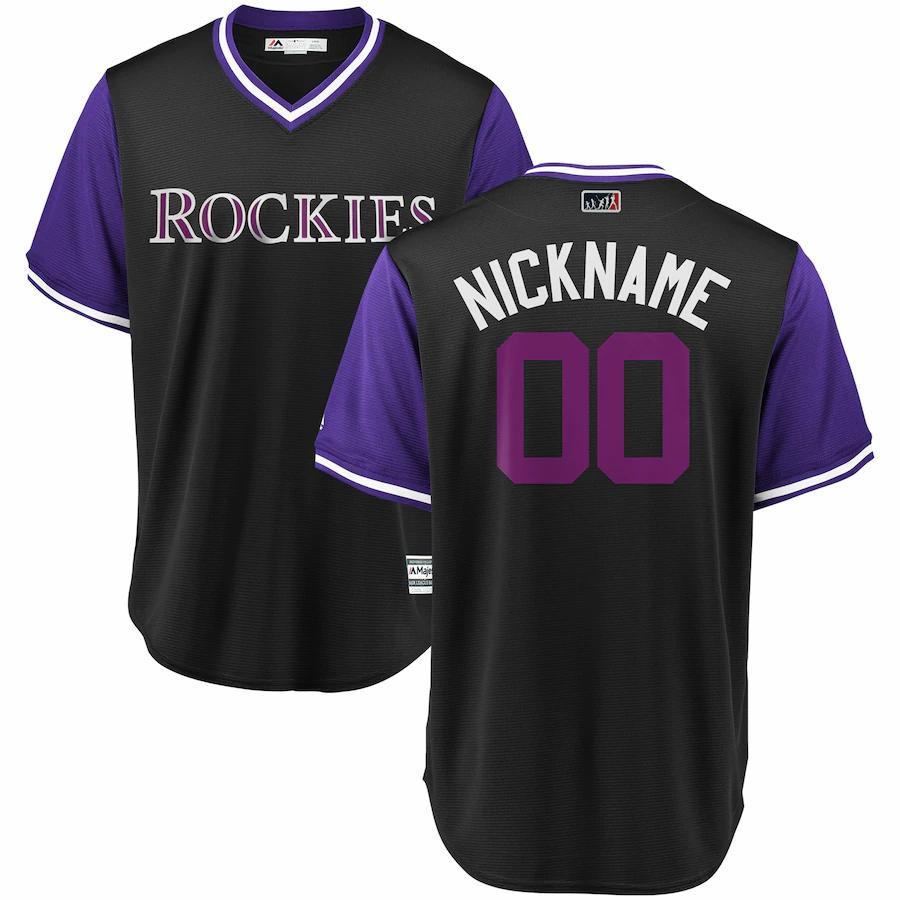 Colorado Rockies Majestic 2020 Players Weekend Cool Base Pick a player Roster Jersey Black Purple