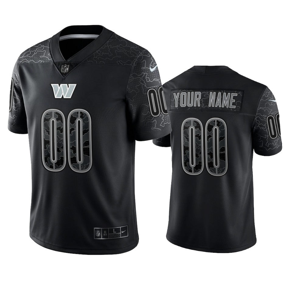 Commanders Custom Reflective Limited Black Jersey