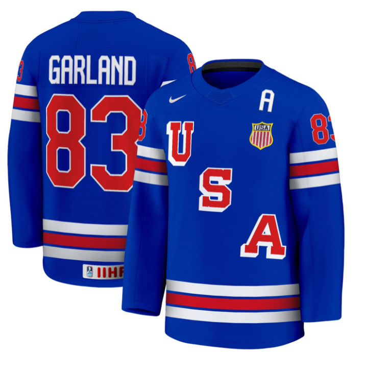 Conor Garland Jersey #83 USA Hockey 2025 Premium Stitched Away