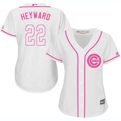 Cubs 22 Jason Heyward White Pink Fashion Womens Stitched Baseball Jersey