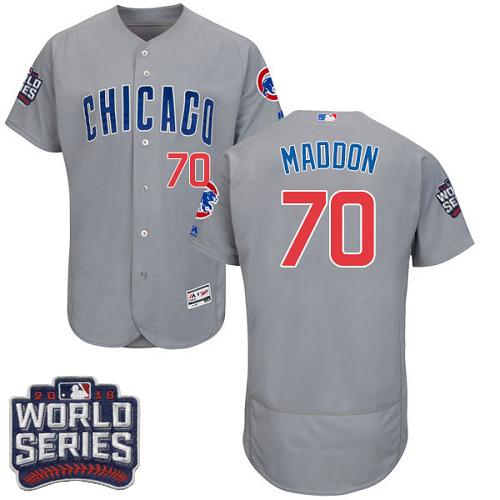Cubs 70 Joe Maddon Grey Flexbase Authentic Collection Road 2016 World Series Bound Stitched Mlb Jersey
