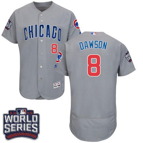 Cubs 8 Andre Dawson Grey Flexbase Authentic Collection Road 2016 World Series Bound Stitched Mlb Jersey