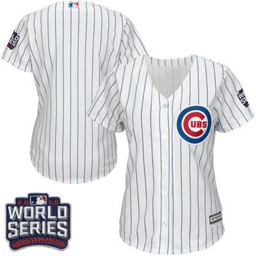 Cubs Blank Whiteblue Strip Home 2016 World Series Bound Womens Stitched Mlb Jersey