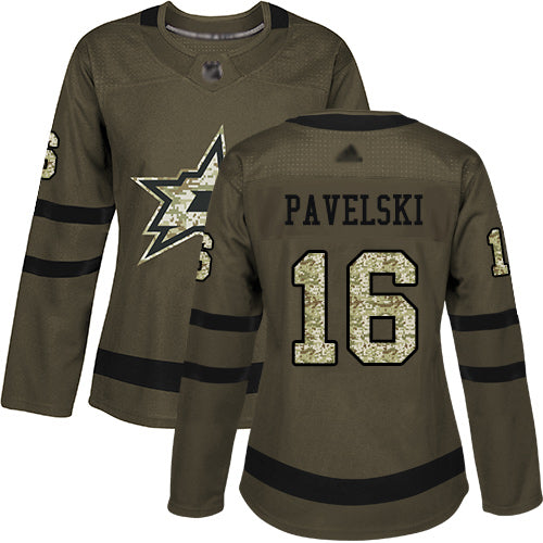 Dallas Stars 16 Joe Pavelski Green Salute To Service Womens Stitched Hockey Jersey