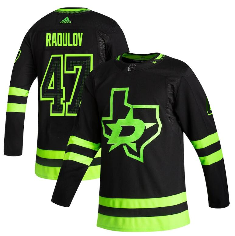 Dallas Stars 47 Alexander Radulov Black Mens Adidas 2020 21 Reverse Retro Alternate Nhl Jersey