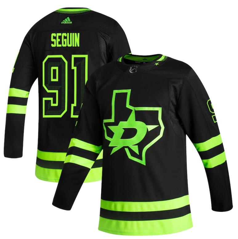Dallas Stars 91 Tyler Seguin Black Mens Adidas 2020 21 Reverse Retro Alternate Nhl Jersey