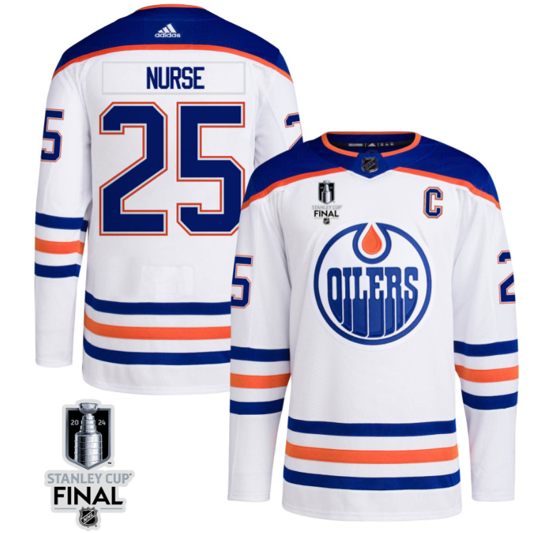 Darnell Nurse 25 Edmonton Oilers 2024 STANLEY CUP Final Away Jersey Men, White