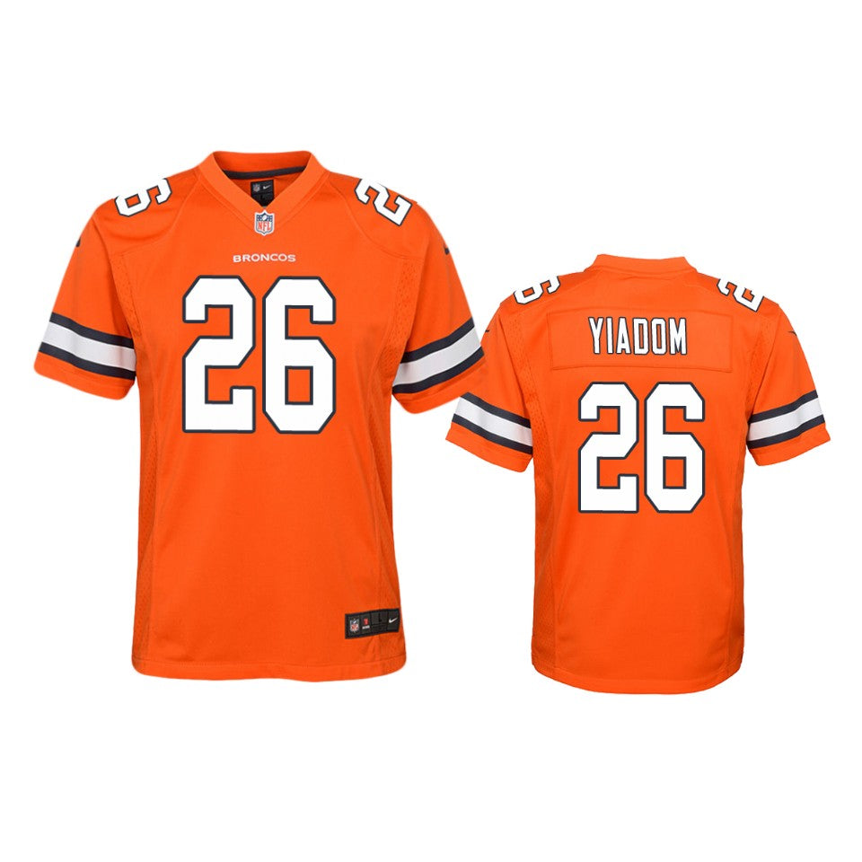 Denver Broncos Isaac Yiadom Orange Color Rush Game Jersey