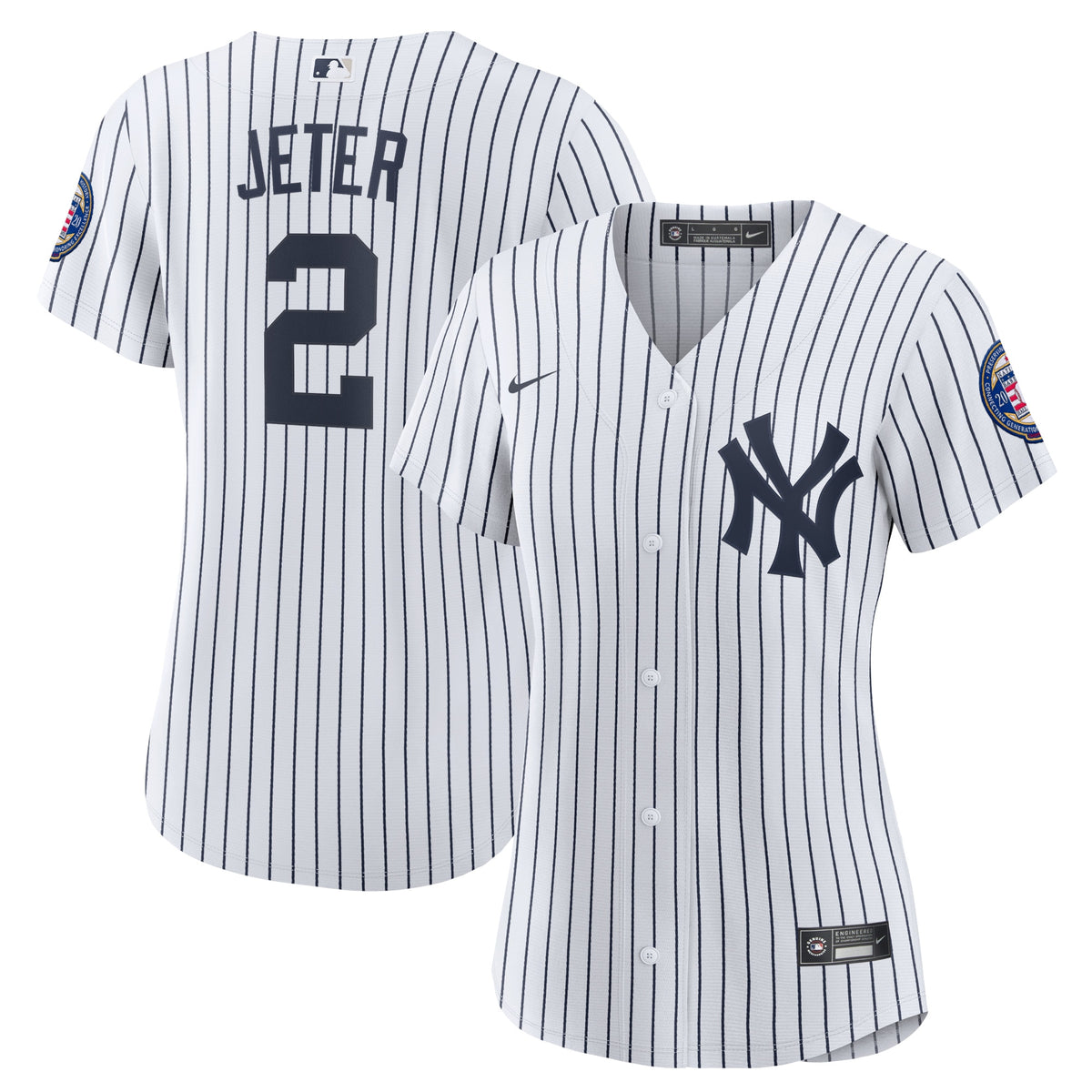 Derek Jeter New York Yankees Nike Womens 2020 Hall Of Fame Induction Home Replica Player Name Jersey Whitenavy
