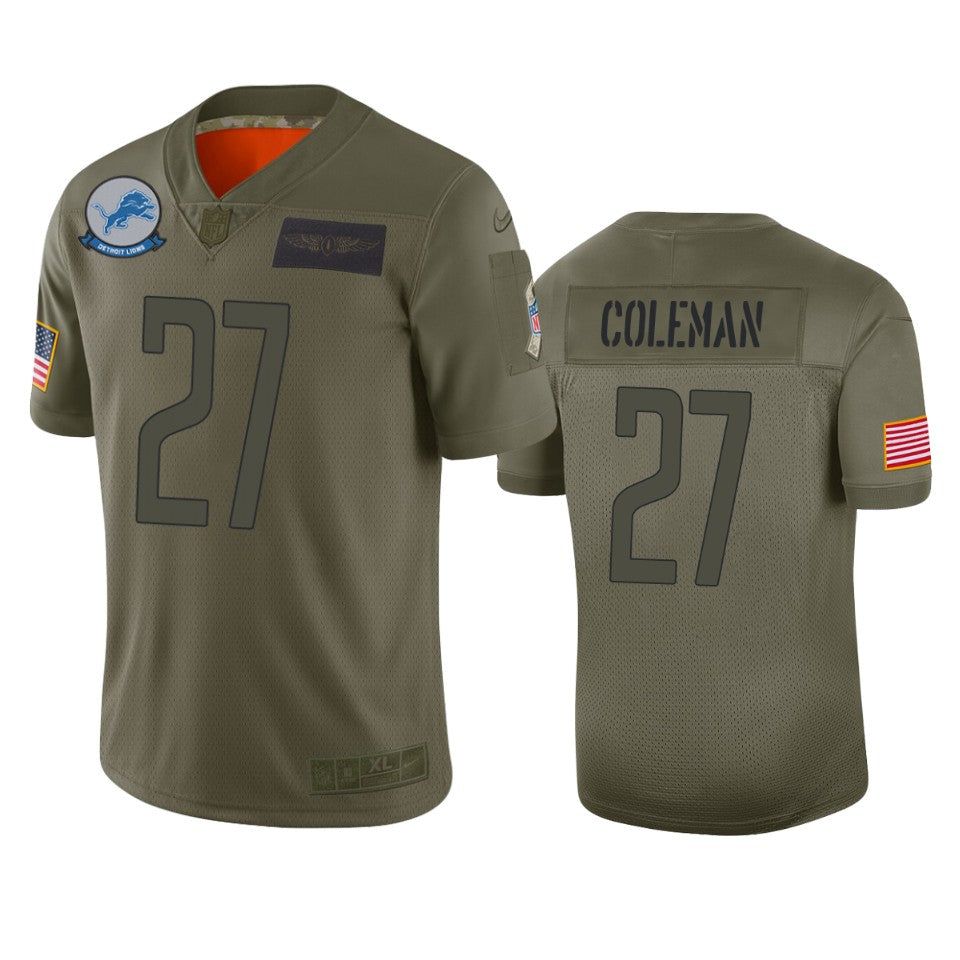 Detroit Lions Justin Coleman Camo 2019 Salute To Service Limited Jersey