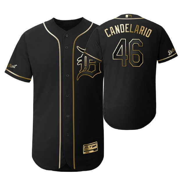 Detroit Tigers 46 Jeimer Candelario Mlb 2019 Golden Brandedition Black Jersey Gift For Tigers Fans