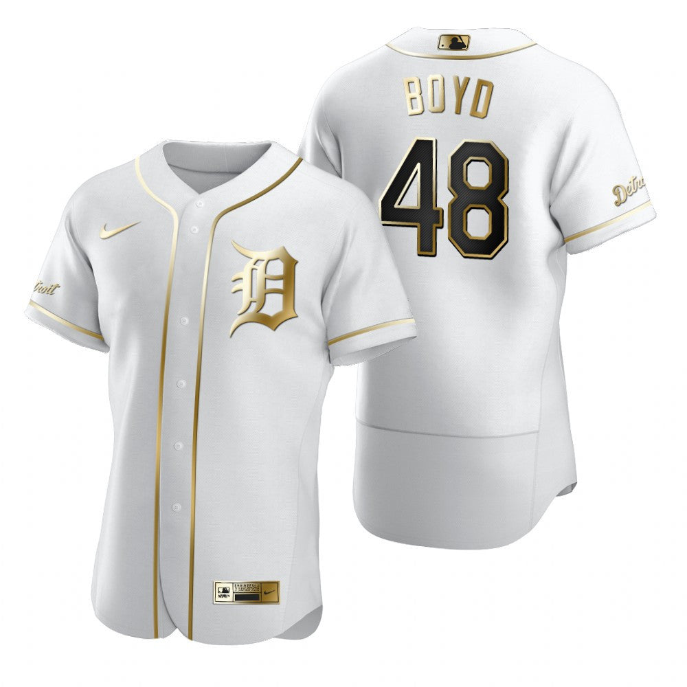 Detroit Tigers 48 Matthew Boyd Mlb Golden Brandedition White Jersey Gift For Tigers Fans