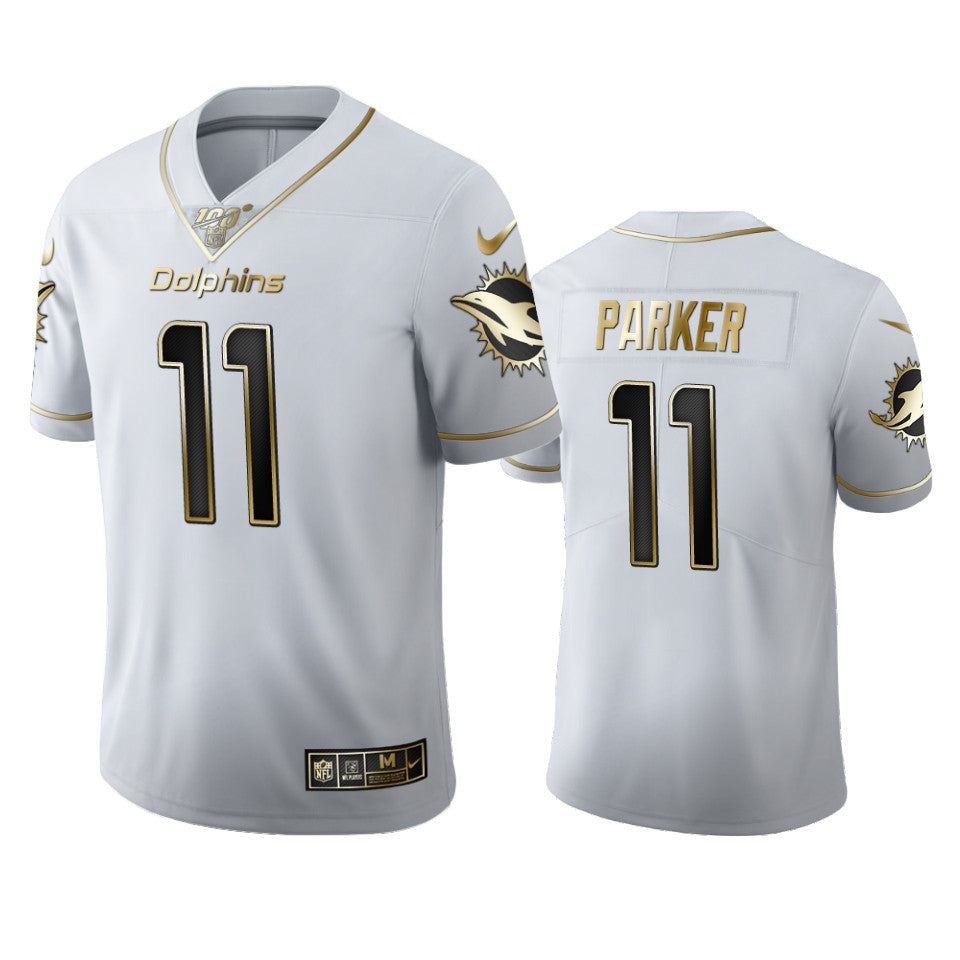 Devante Parker Dolphins White 100th Season Golden Edition Jersey
