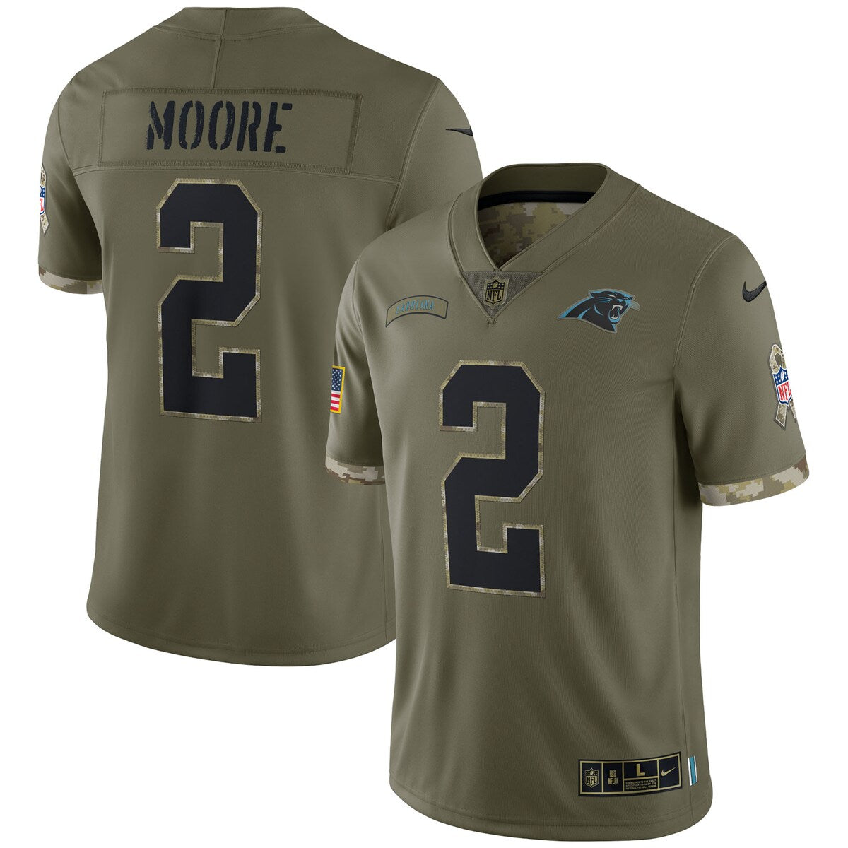 Dj Moore Carolina Panthers Nike 2022 Salute To Service Limited Jersey Olive