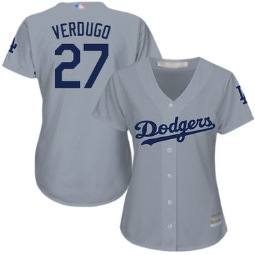 Dodgers 27 Alex Verdugo Grey Alternate Road Womens Stitched Baseball Jersey