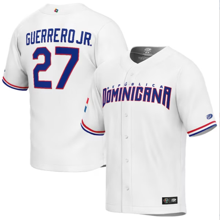 Dominican Baseball Vladimir Guerrero Jr. World Baseball Classic Jersey White
