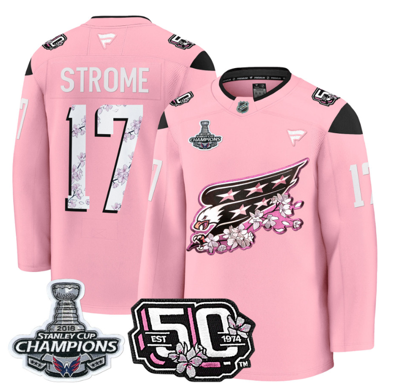 Dylan Strome Jersey #17 Washington Capitals 50th 2018 Stanley Cup Champions Patc