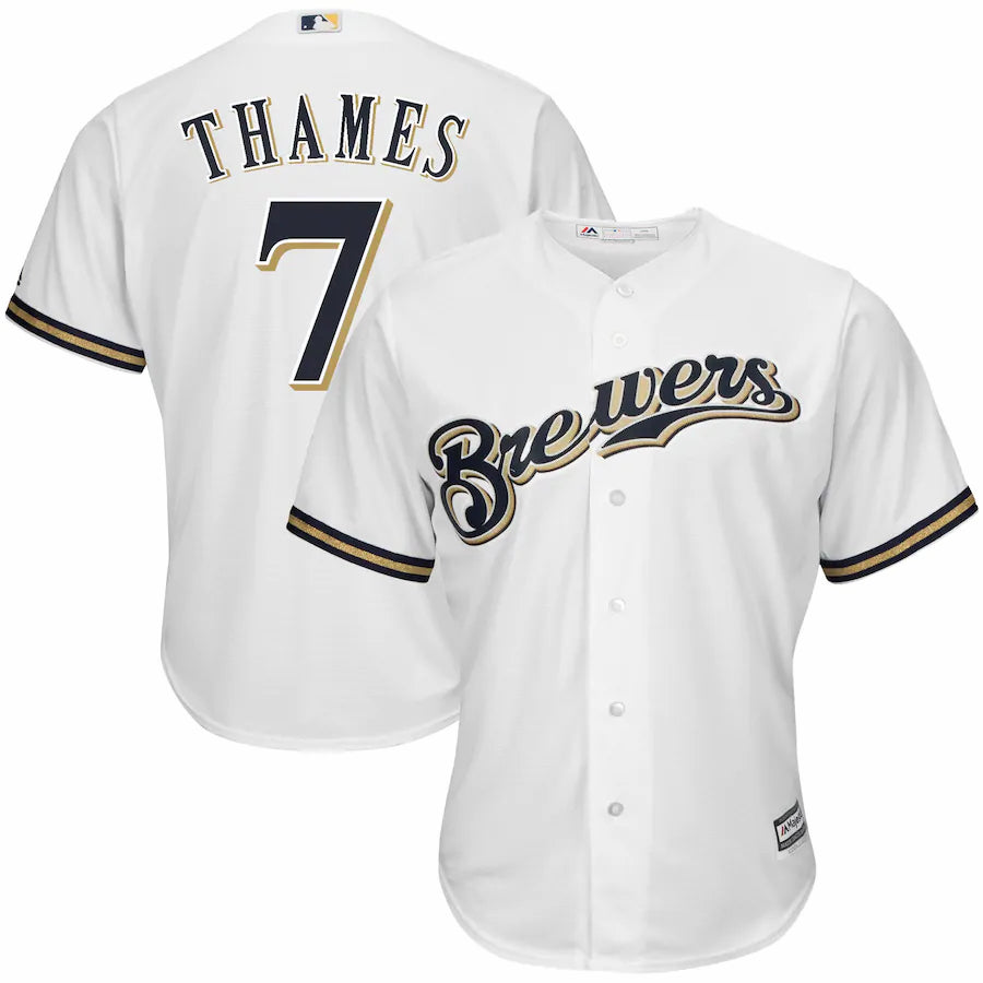 Eric Thames Milwaukee Brewers Majestic Cool Base Jersey White