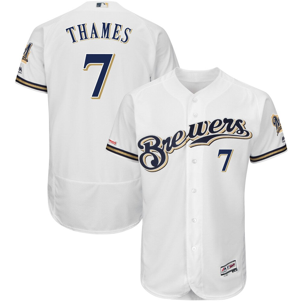 Eric Thames Milwaukee Brewers Majestic Flex Base Collection Jersey White