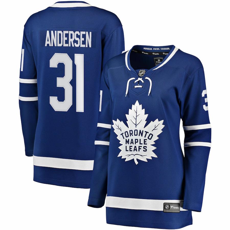 Frederik Andersen Toronto Maple Leafs Fanatics Branded Womens Breakaway Player Jersey Blue