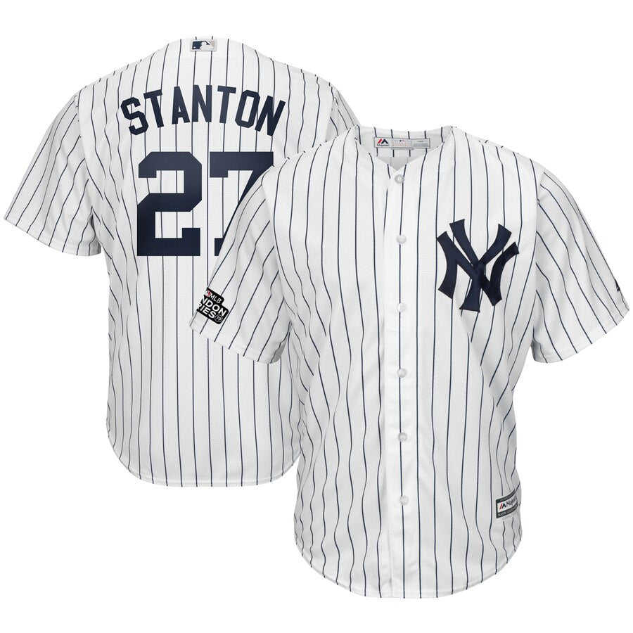 Giancarlo Stanton New York Yankees Majestic 2019 London Series Cool Base Player Jersey White Navy