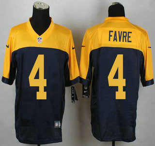 Green Bay Packers 4 Brett Favre Navy Blue With Gold Nfl Nike Elite Jersey