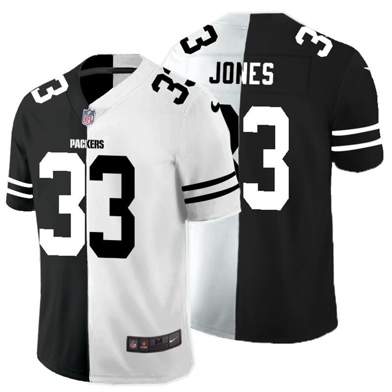 Green Bay Packers Aaron Jones 33 Nfl 2020 Black And White Jersey