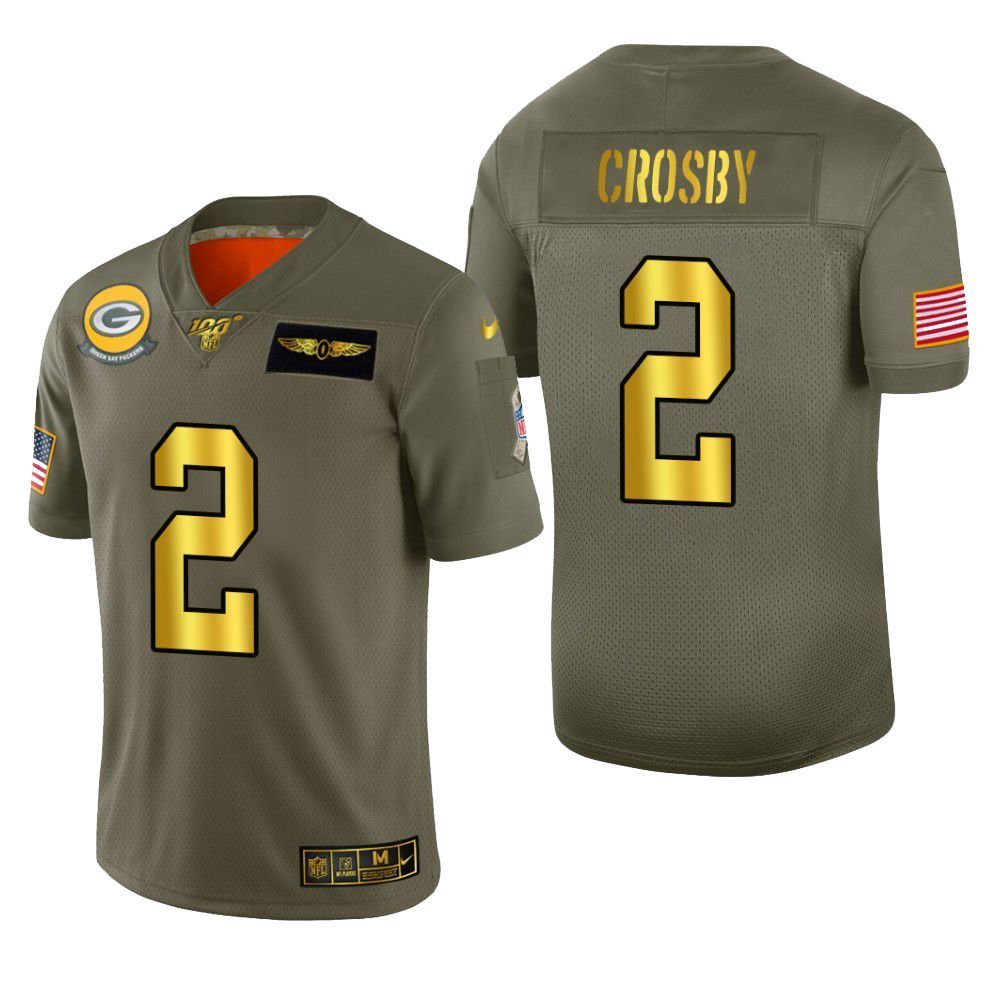 Green Bay Packers Mason Crosby 2019 Salute To Service Nfl 100 Mens Jersey Metallic